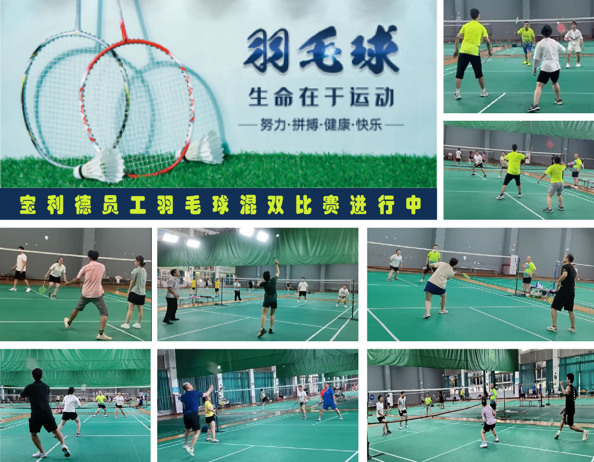 宝利德员工羽毛球混双比赛进行中